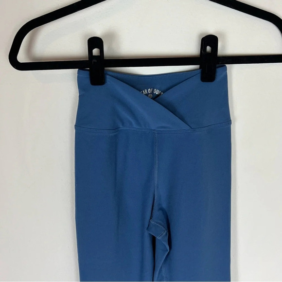 YEAR OF OURS Veronica Stretch Leggings Size XS Extra Small Blue Crossover Waist - Picture 3 of 6